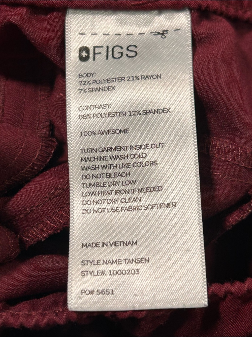 FIGS Maroon Scrub Set - Top & Jogger Pants - Picture 12 of 15